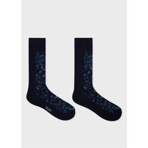 NWT $35 Paul Smith Men's Leopard Floral Panel Navy Socks